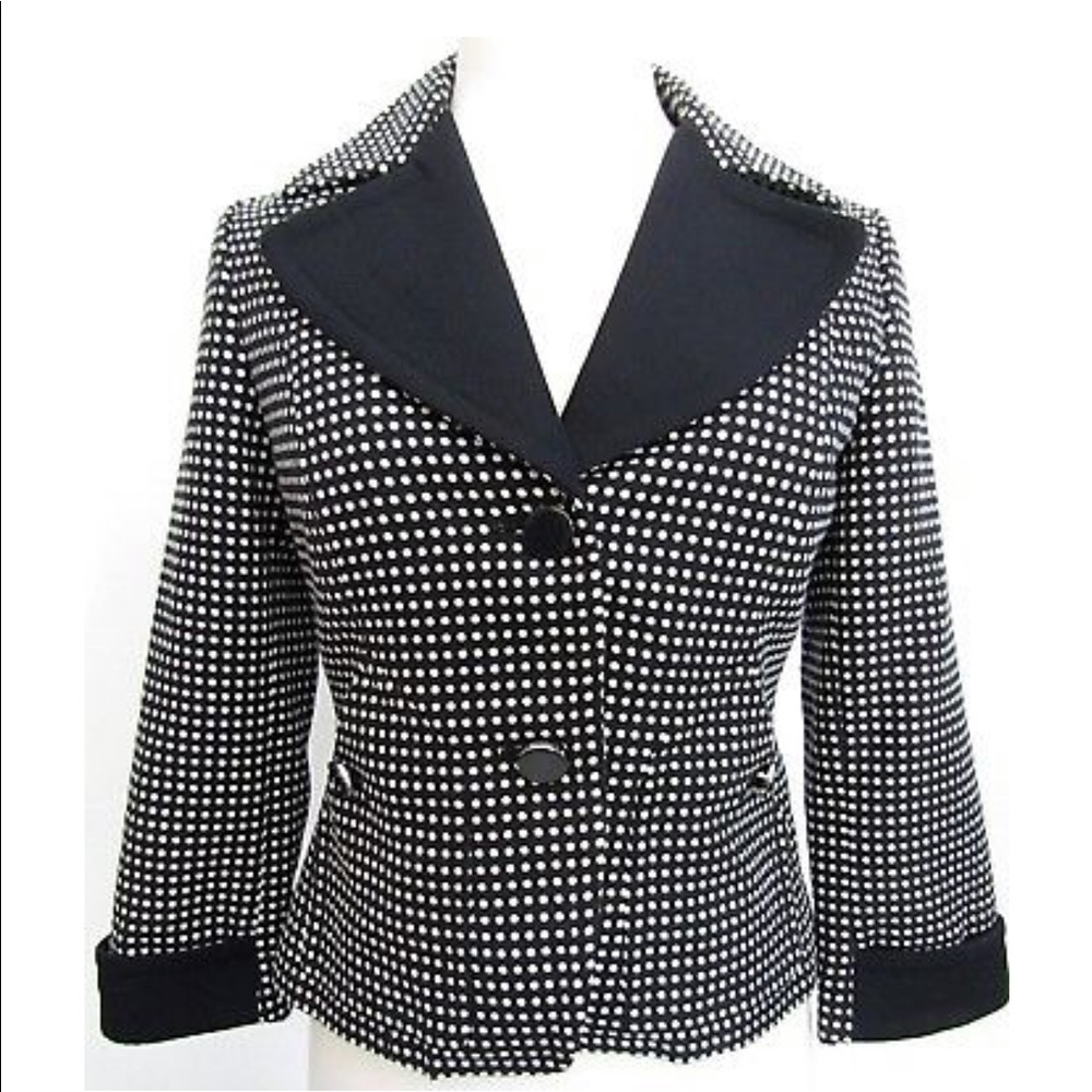 TALBOTS NAVY/WHITE POLKA DOT BLAZER SZ 18W